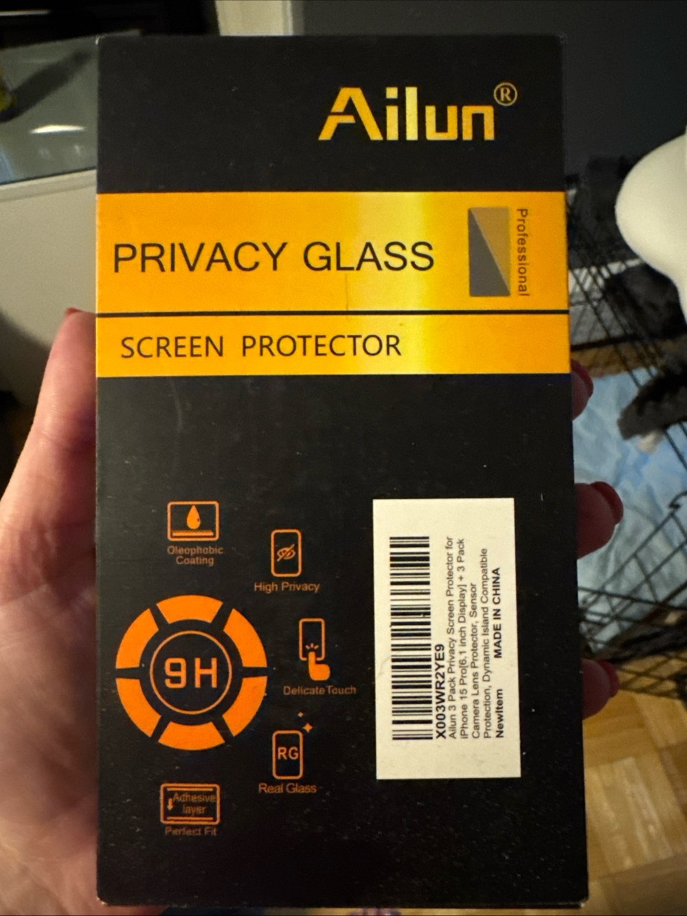 Ailun Privacy Glass Screen Protector in Black and Yellow